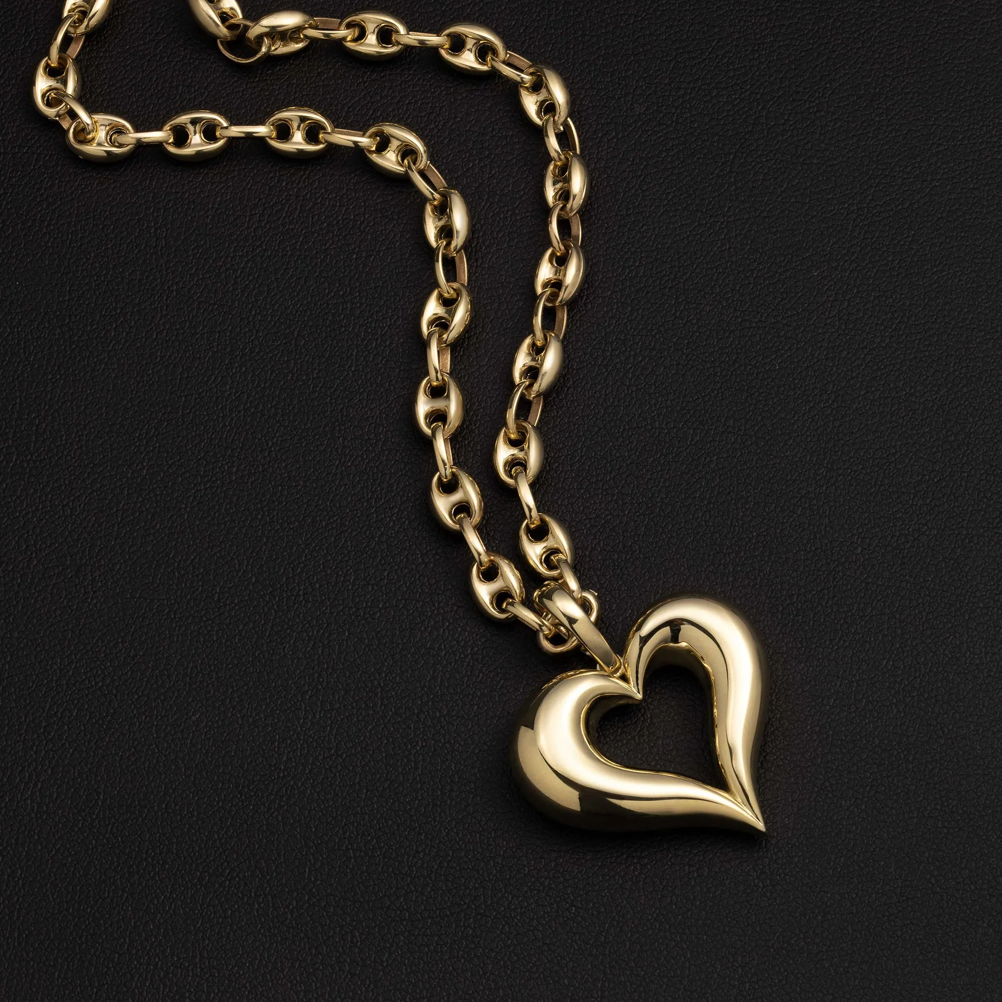 1 1/4" Puffed Heart Pendant 10K Yellow Gold