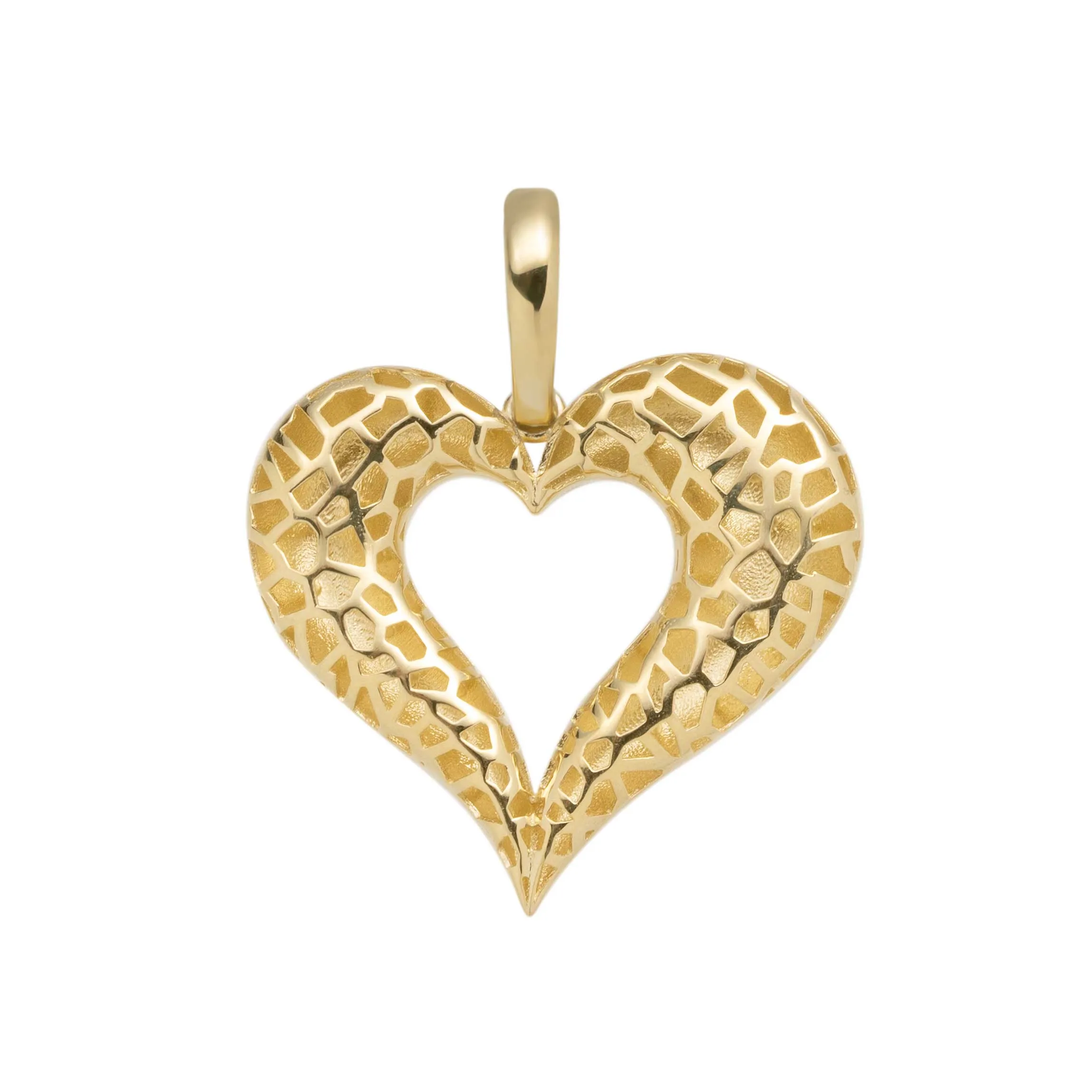 1 1/4" Puffed Heart Pendant 10K Yellow Gold