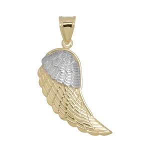 1 3/4" Diamond-Cut Angel Wing Pendant 10K Yellow Gold