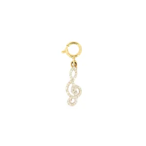 10k Yellow Gold and Diamond 'Treble Clef' Charm - 10035