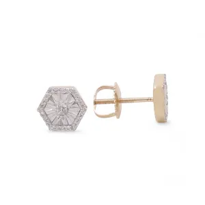 10K Yellow Gold Rhombus Fashion Diamond Women's Earrings