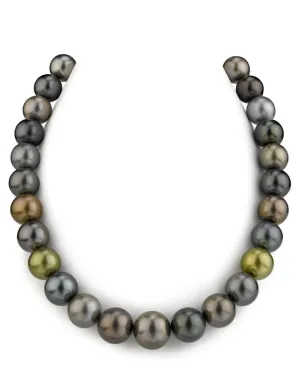 13-15mm Tahitian Multicolor Pearl Necklace - AAAA Quality