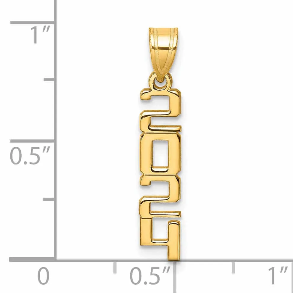 14K Polished Finish Vertical Design 2024 Graduation Charm in 14K Yellow Gold