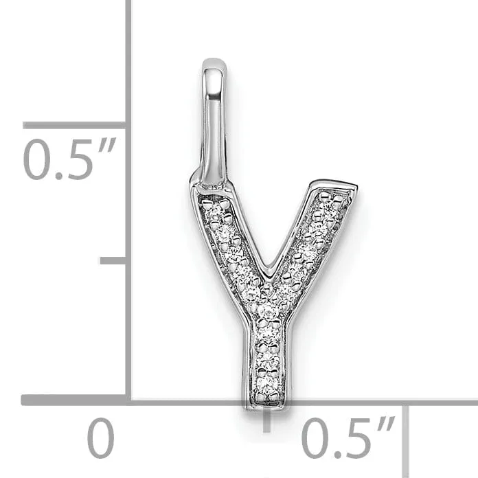 14K White Gold Diamond 0.044-CT Lower Case Style Y Initial Charm