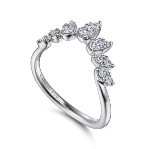 14K White Gold Diamond Burst Curved Ring - LR52192W45JJ