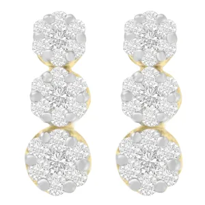 14K Yellow Gold 1 1/2 cttw Round Cut Diamond Earrings