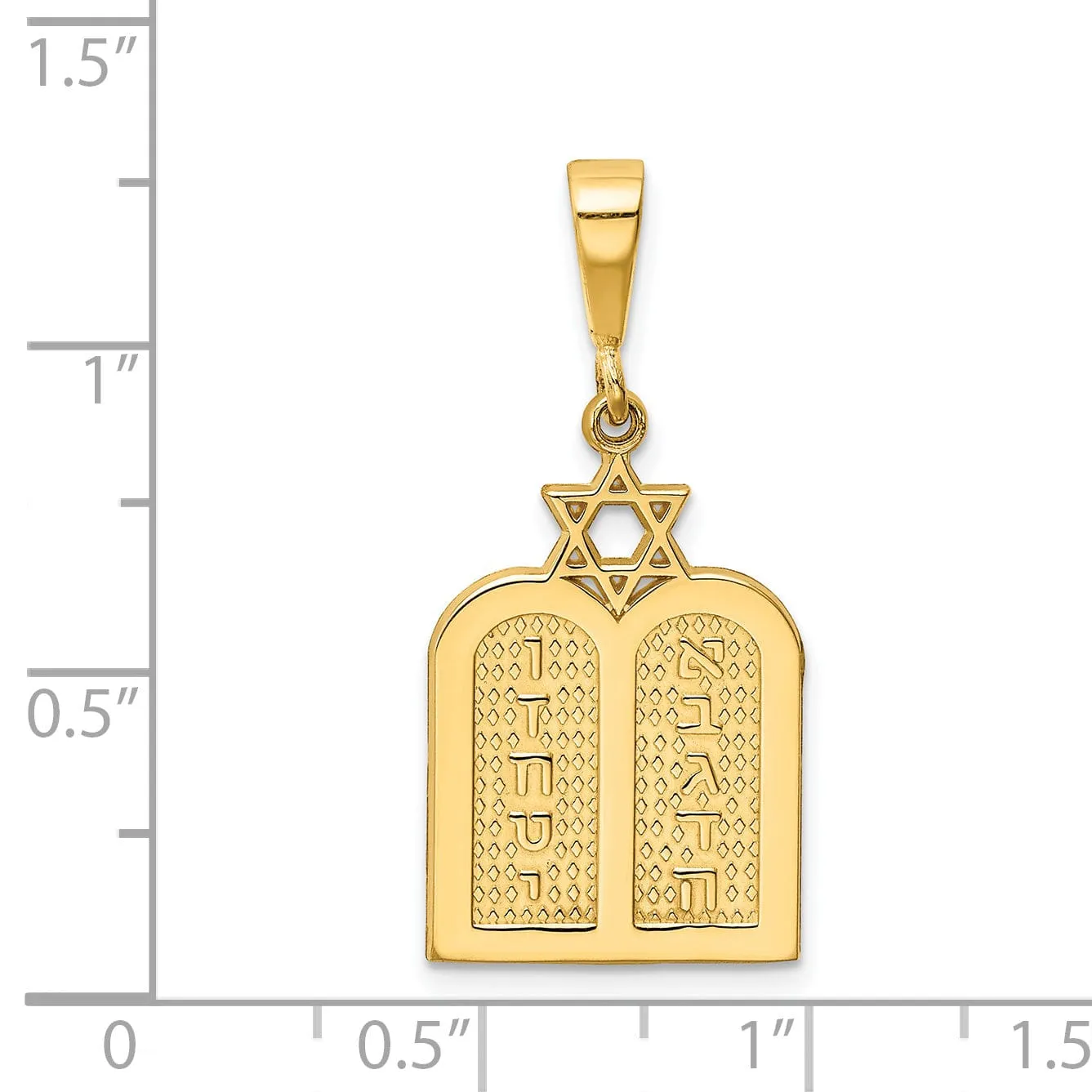 14K Yellow Gold 10 Commandment Tablets with Star Of David Pendant