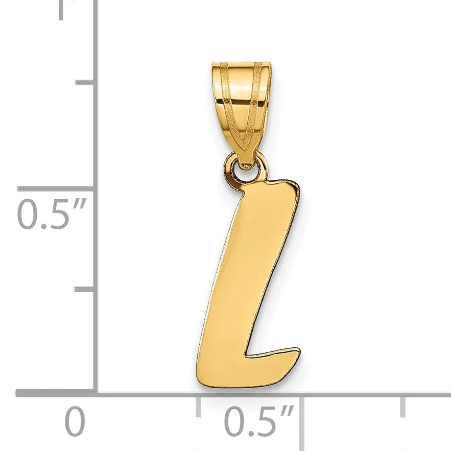 14k Yellow Gold Polished Finish Script Design Letter L Initial Pendant