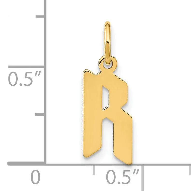 14K Yellow Gold Upper Case Letter R Initial Charm Pendant