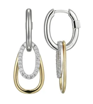 18K Gold and Rhodium Plated Sterling Silver ELLE "Circadia" Drop Earrings