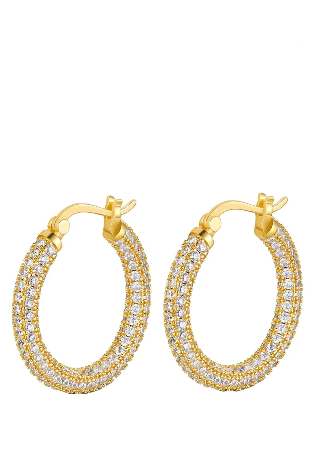 18K Gold Embellished hinged hoop earrings