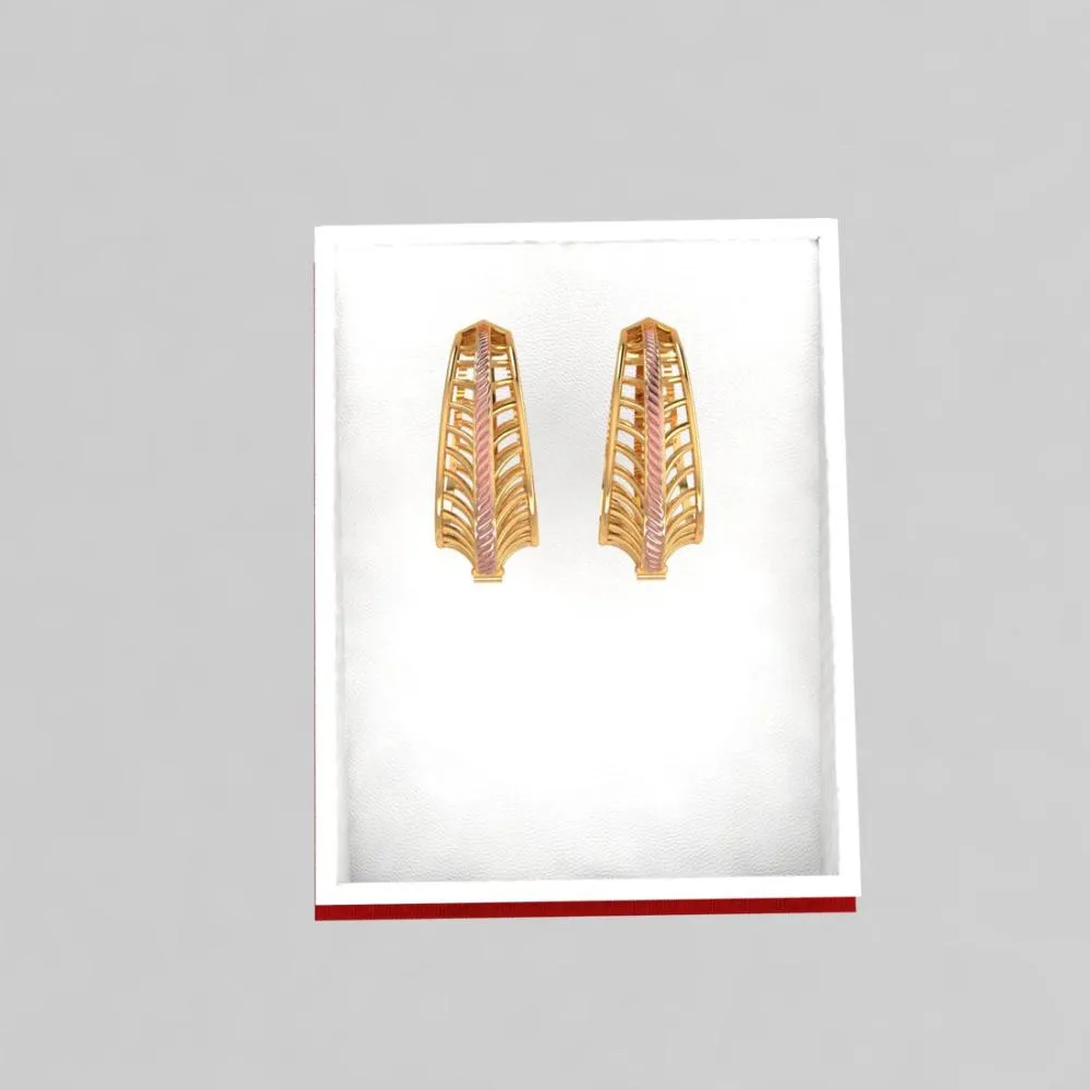 18k Graceful Gold Earrings With A Very Unique Design And A Yellow Gold Touch