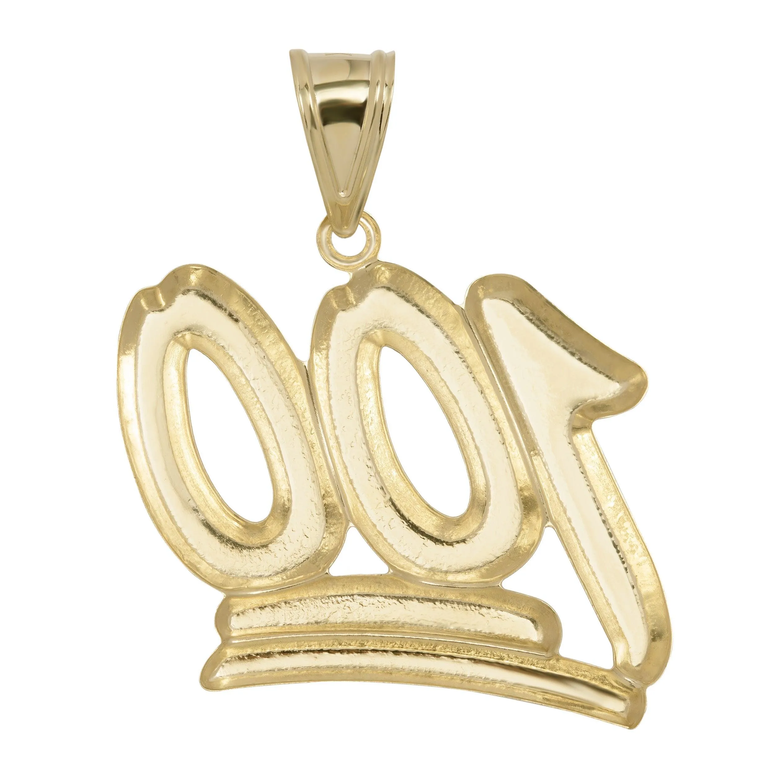 2" Diamond-Cut "100" Emoji Pendant Charm 10K Yellow Gold