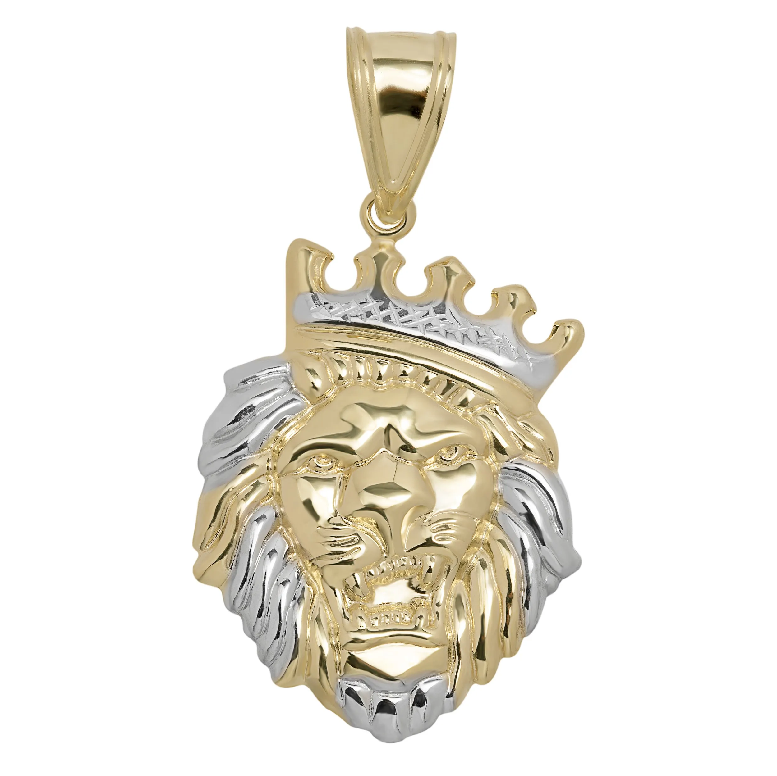 2" Roaring Lion Pendant 10K Yellow Gold