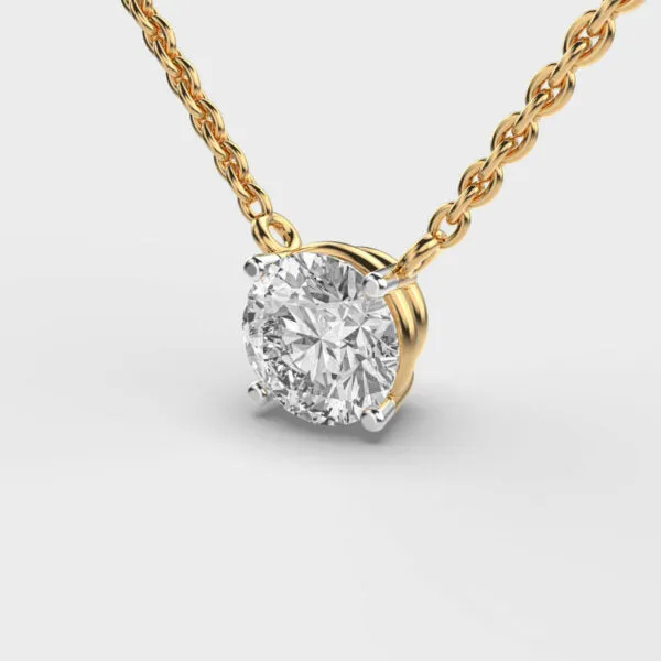 3 Carat Classic Round Solitaire Link Gold Pendant (Without Chain)