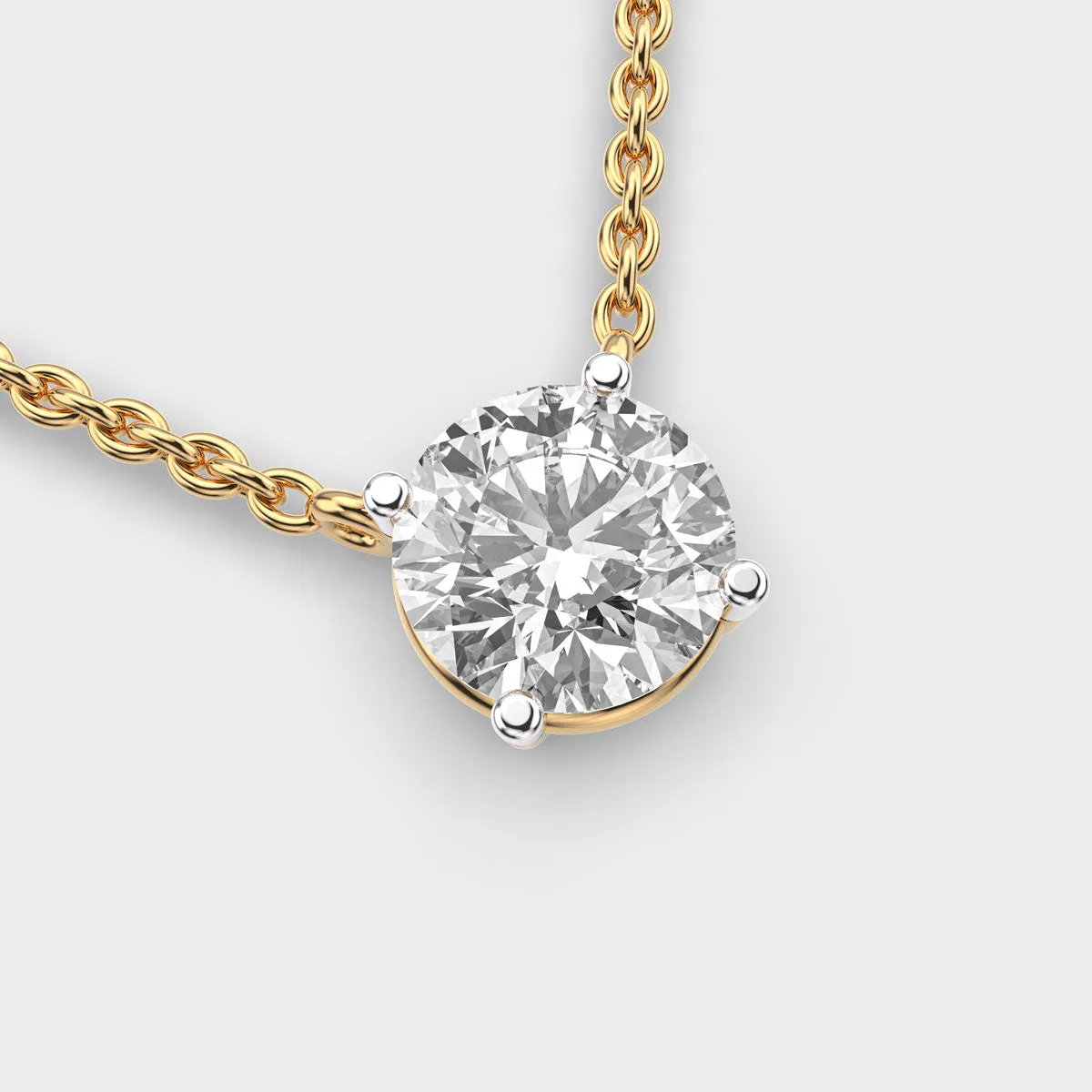 3 Carat Classic Round Solitaire Link Gold Pendant (Without Chain)