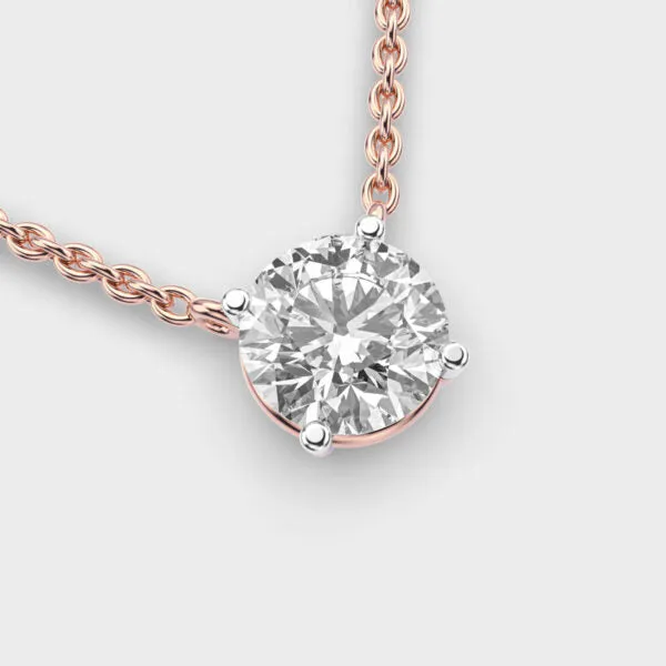 3 Carat Classic Round Solitaire Link Gold Pendant (Without Chain)