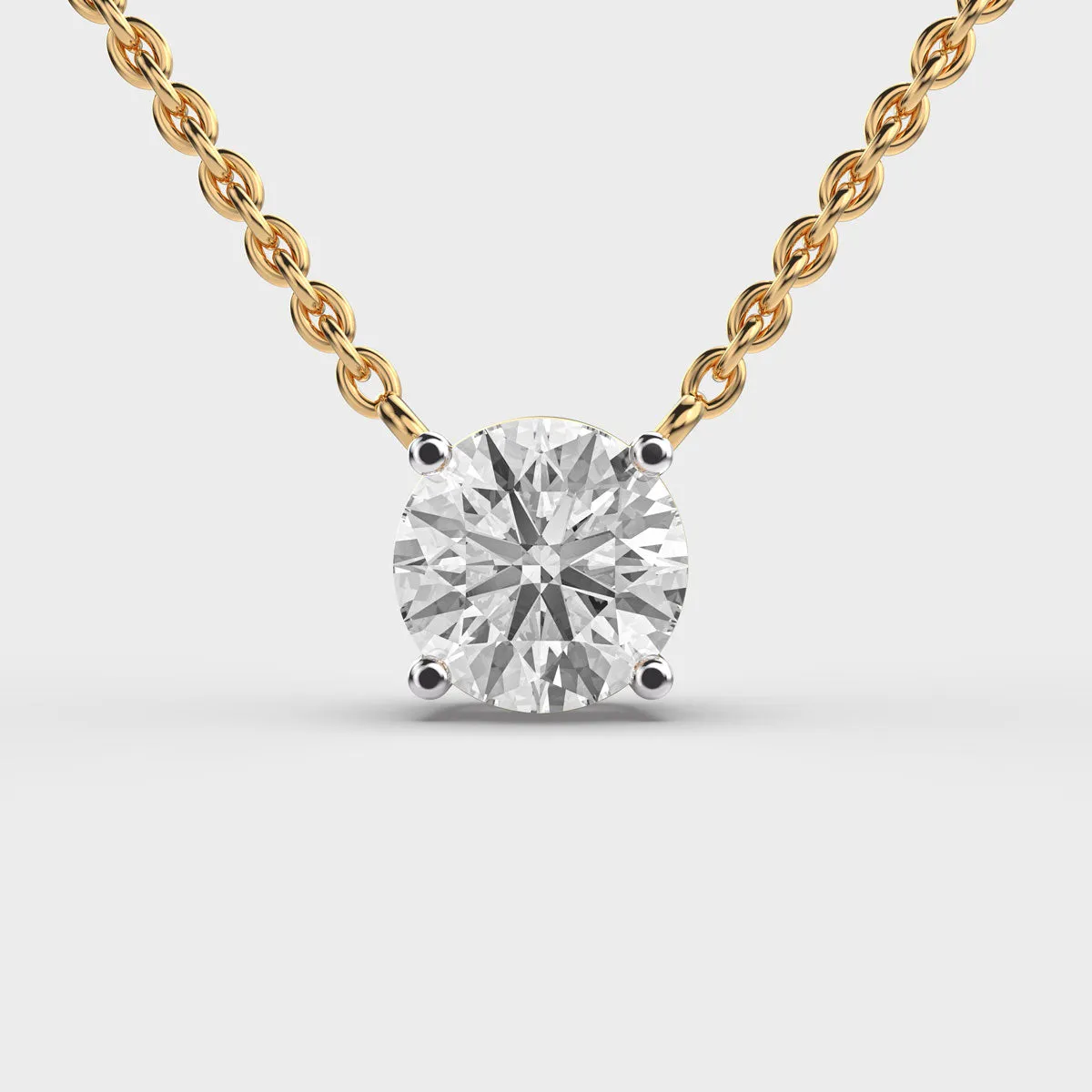 3 Carat Classic Round Solitaire Link Gold Pendant (Without Chain)