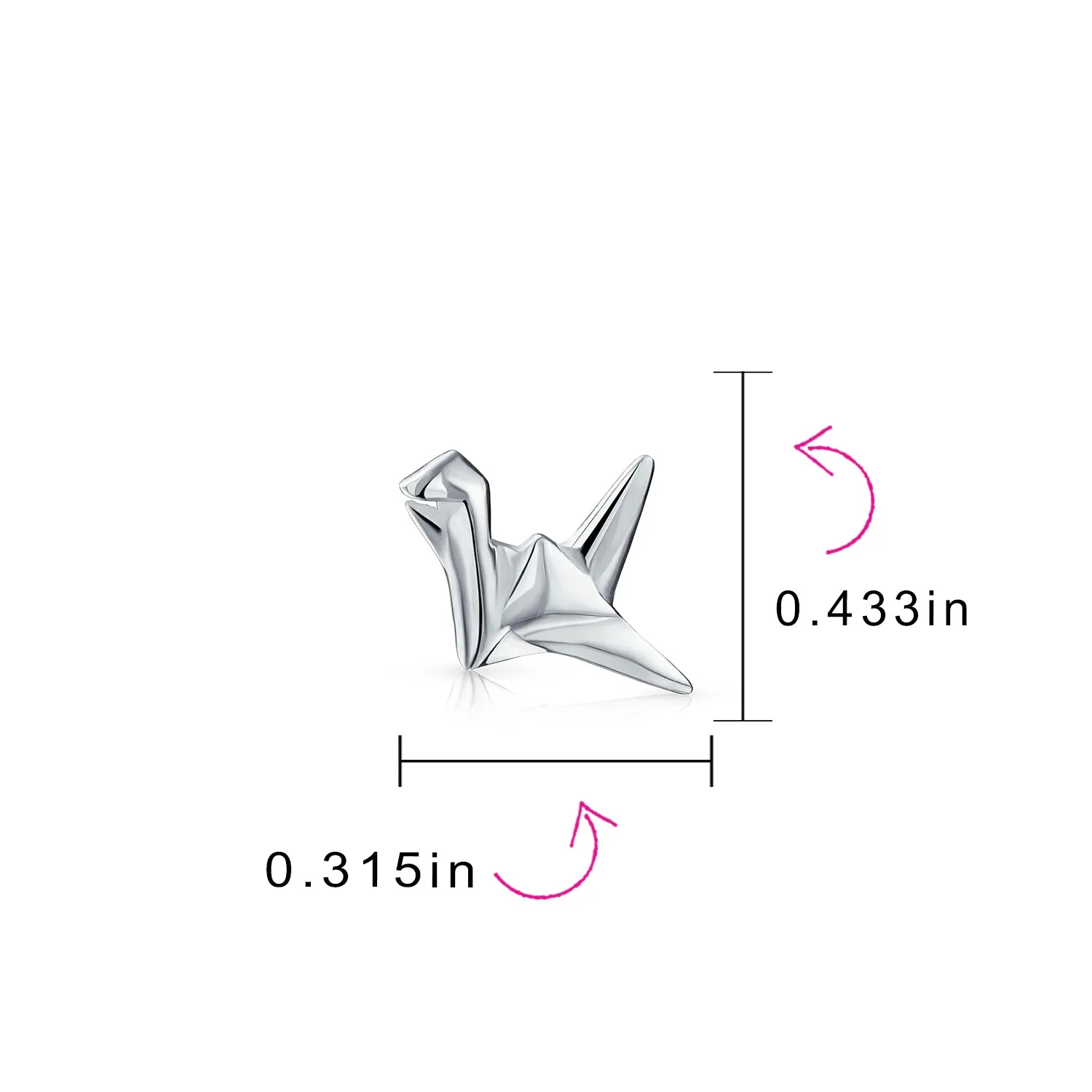 3D Geometric Origami Bird Swan Crane Stud Earrings in Sterling Silver