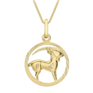 9ct Yellow Gold Capricorn Zodiac Pendant