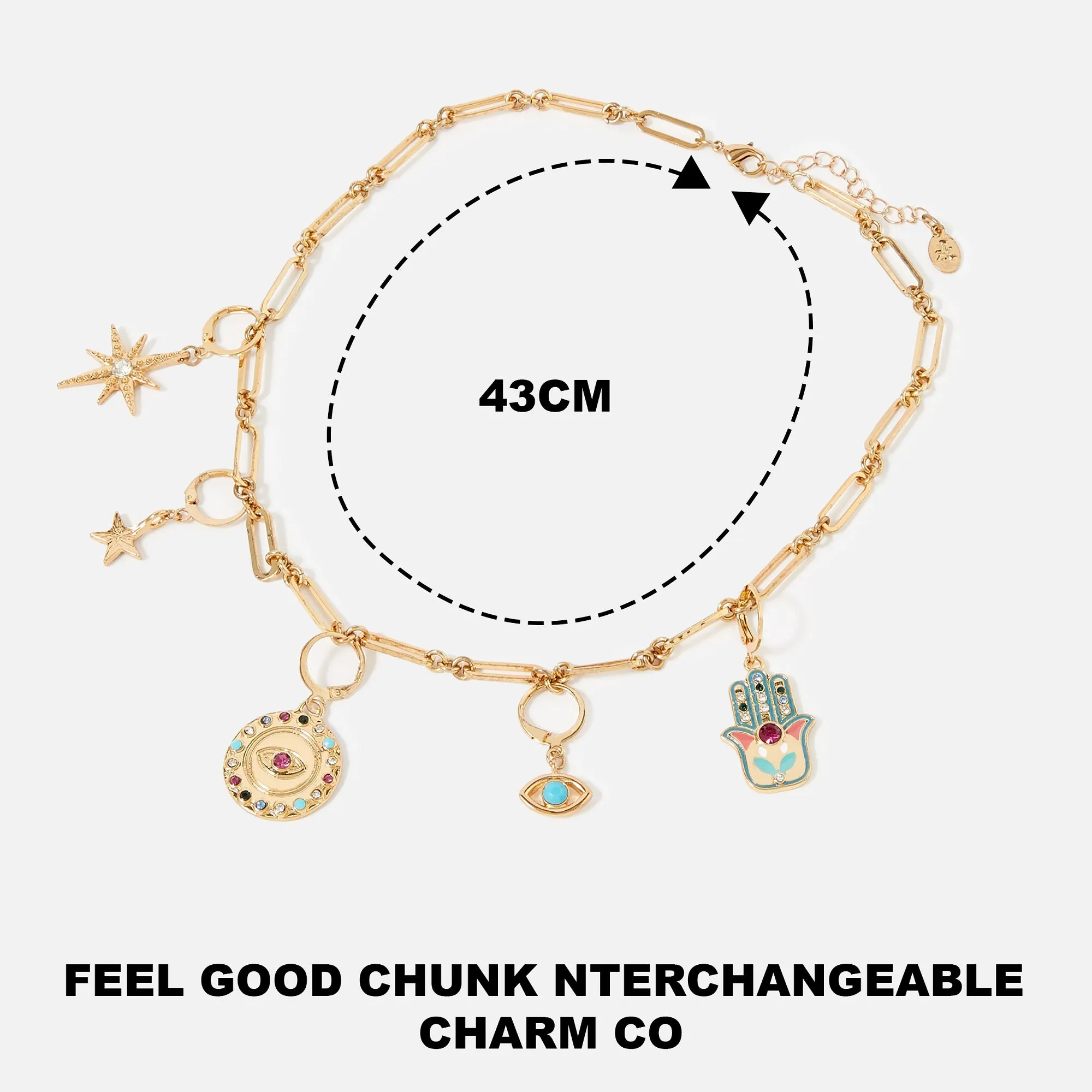 Accessorize London Women's Multi-feel Good Chunk Interchangeable Charm Necklace