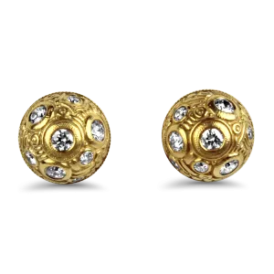 Alex Sepkus Estate 18K Yellow Gold "Orchard" Diamond Stud Earrings