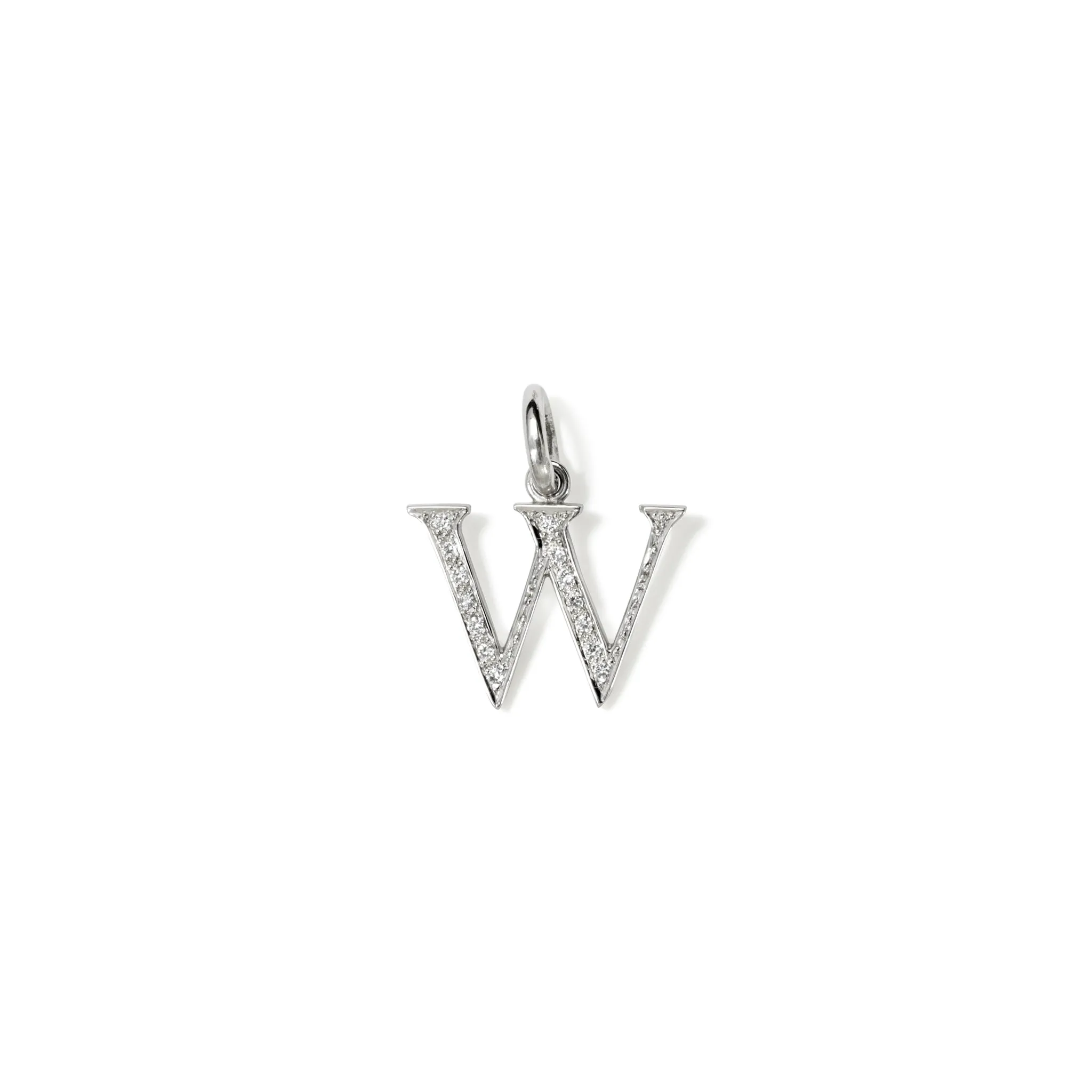 Alice Alphabet Initial Necklace Pendant 18ct White Gold - Diamond Pavé