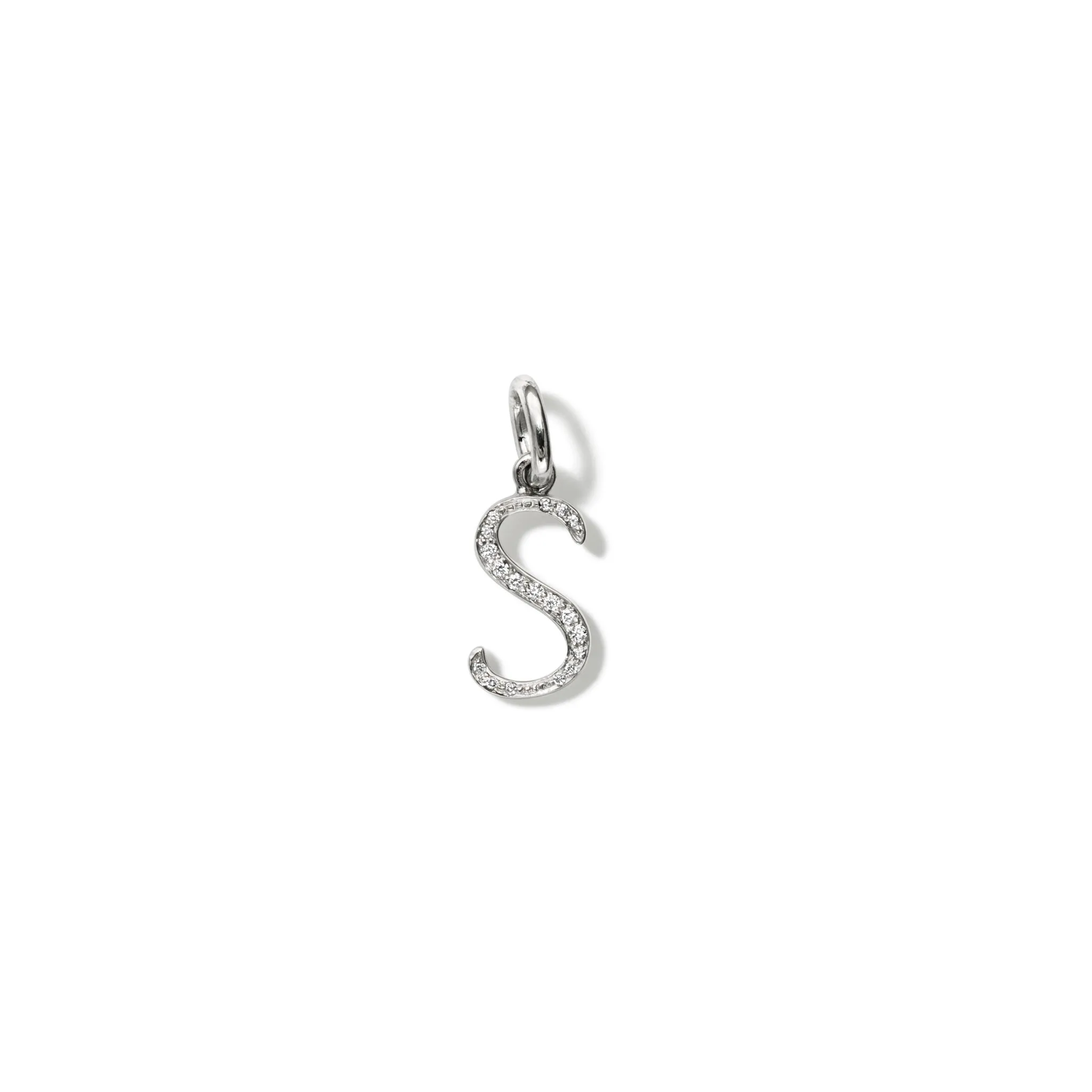 Alice Alphabet Initial Necklace Pendant 18ct White Gold - Diamond Pavé