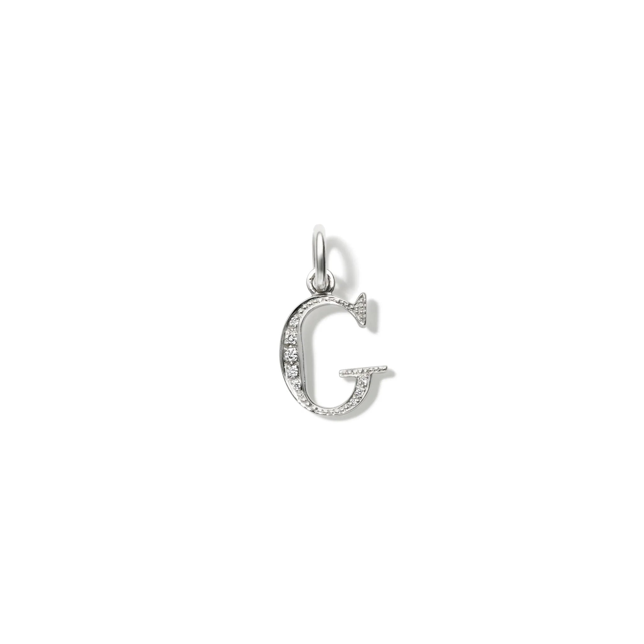 Alice Alphabet Initial Necklace Pendant 18ct White Gold - Diamond Pavé