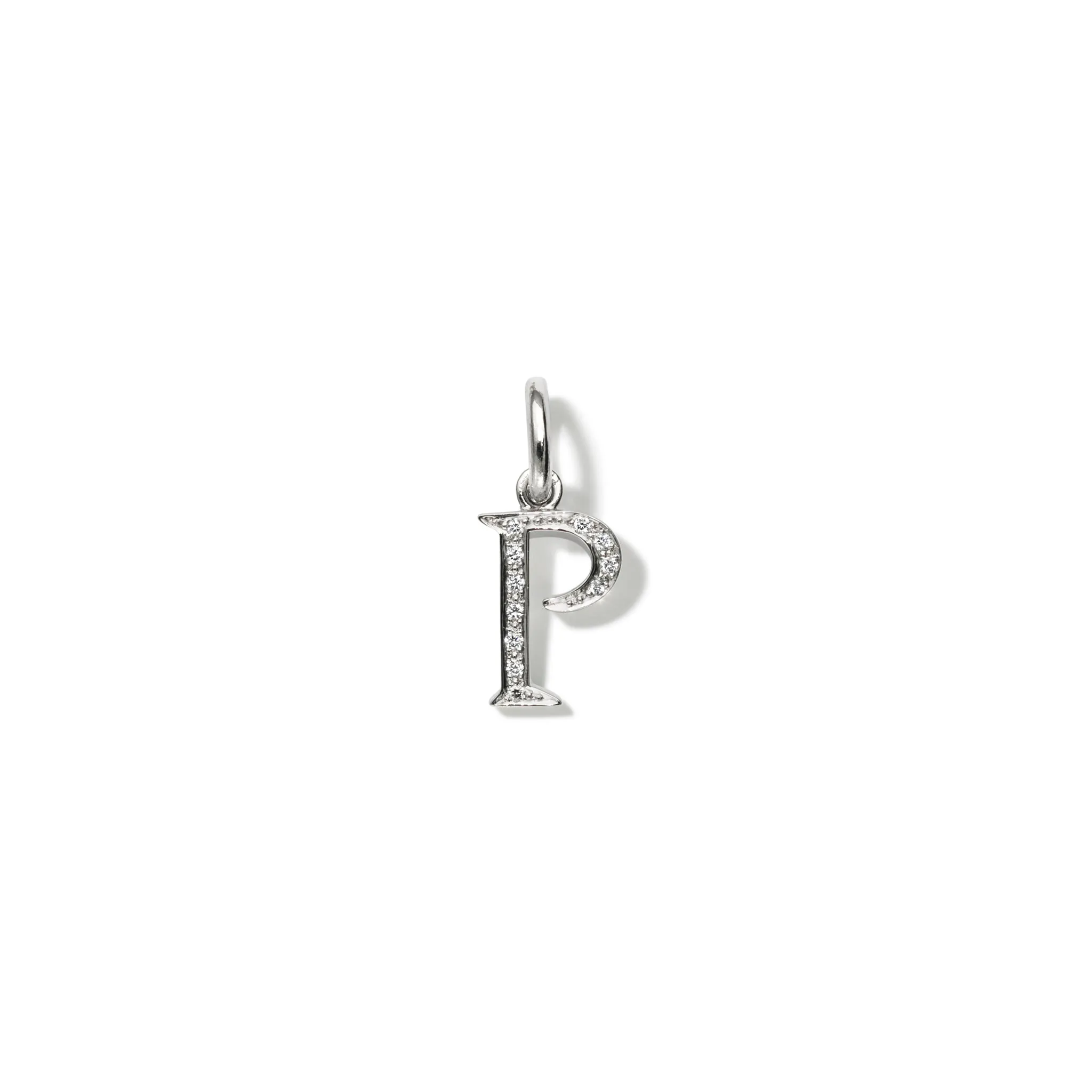 Alice Alphabet Initial Necklace Pendant 18ct White Gold - Diamond Pavé