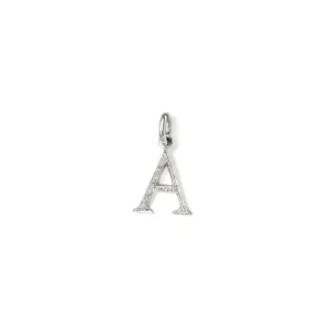 Alice Alphabet Initial Necklace Pendant 18ct White Gold - Diamond Pavé