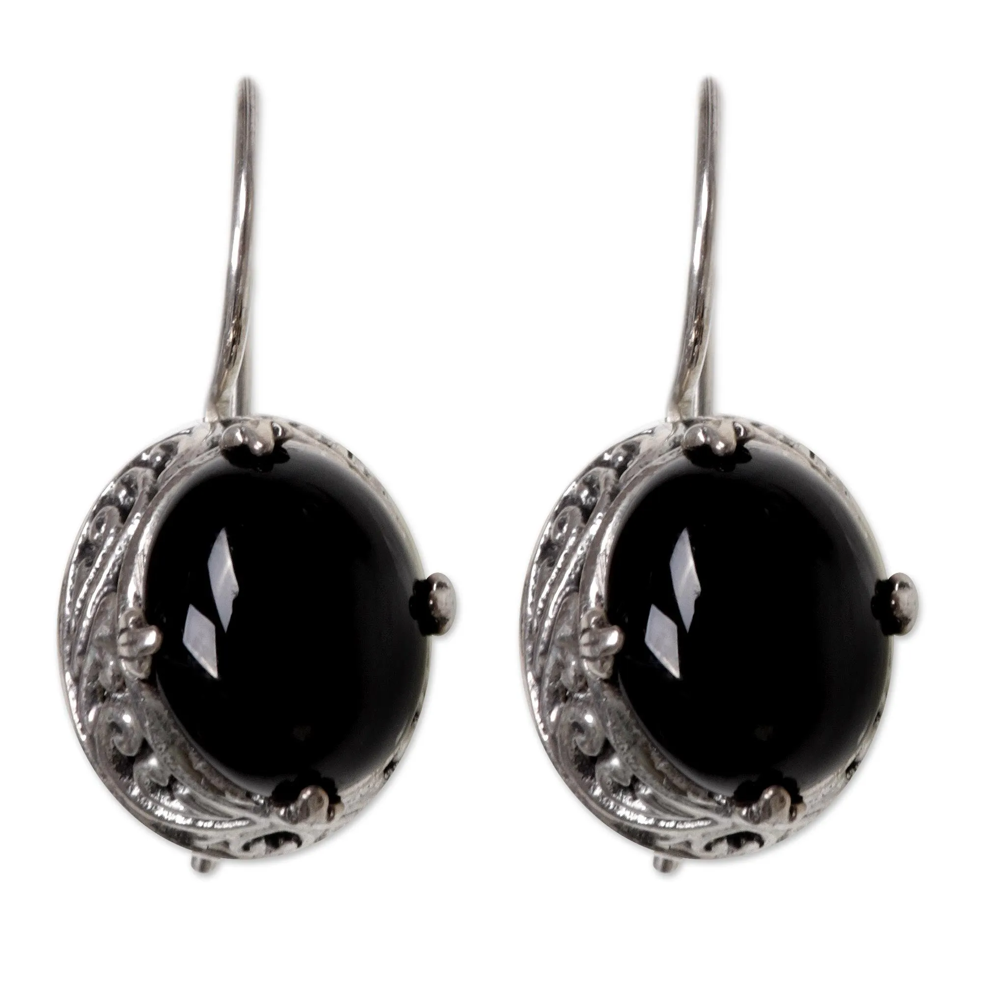 Angel Onyx Silver Drop Earrings