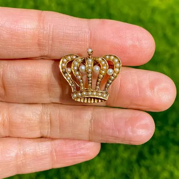 Antique Pearl Crown Pin