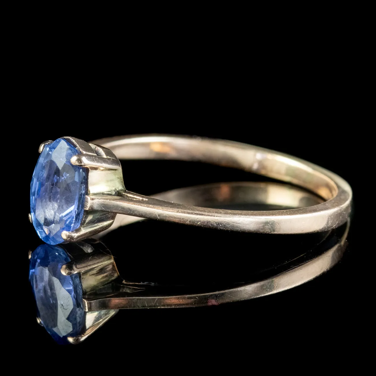 Antique Victorian Blue Sapphire Solitaire Ring 1.2ct Sapphire