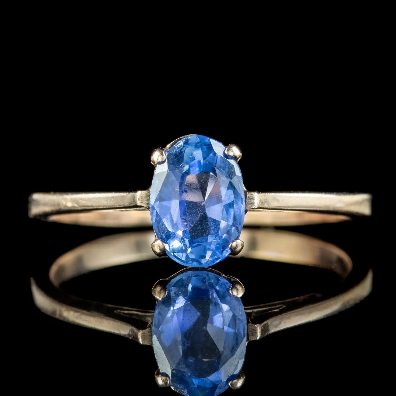 Antique Victorian Blue Sapphire Solitaire Ring 1.2ct Sapphire