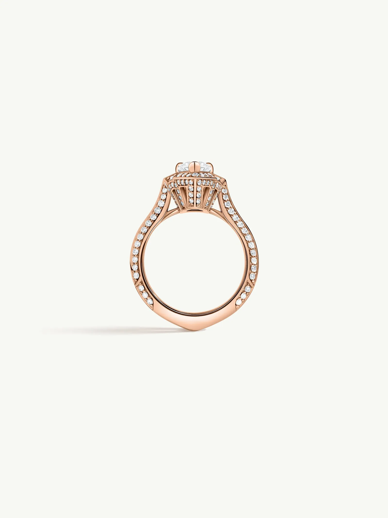 Atara Engagement Ring With Brilliant-Cut Pear-Shaped White Diamond In 18K Rose Gold