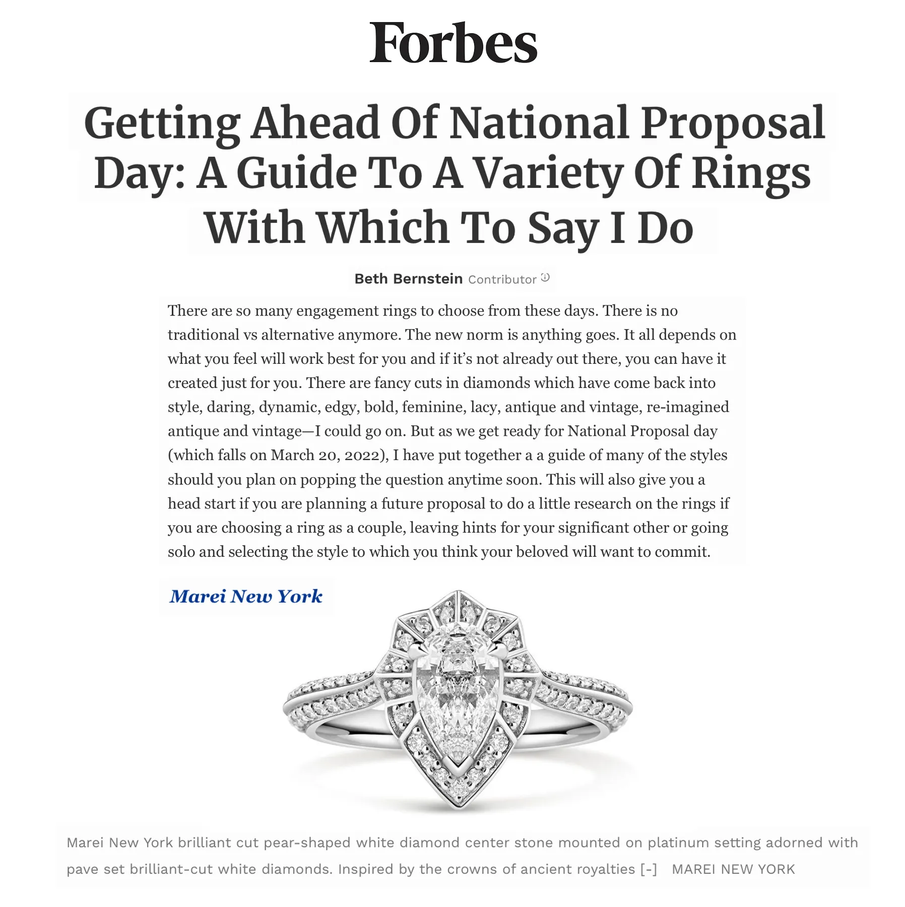 Atara Engagement Ring With Brilliant-Cut Pear-Shaped White Diamond In 18K Rose Gold