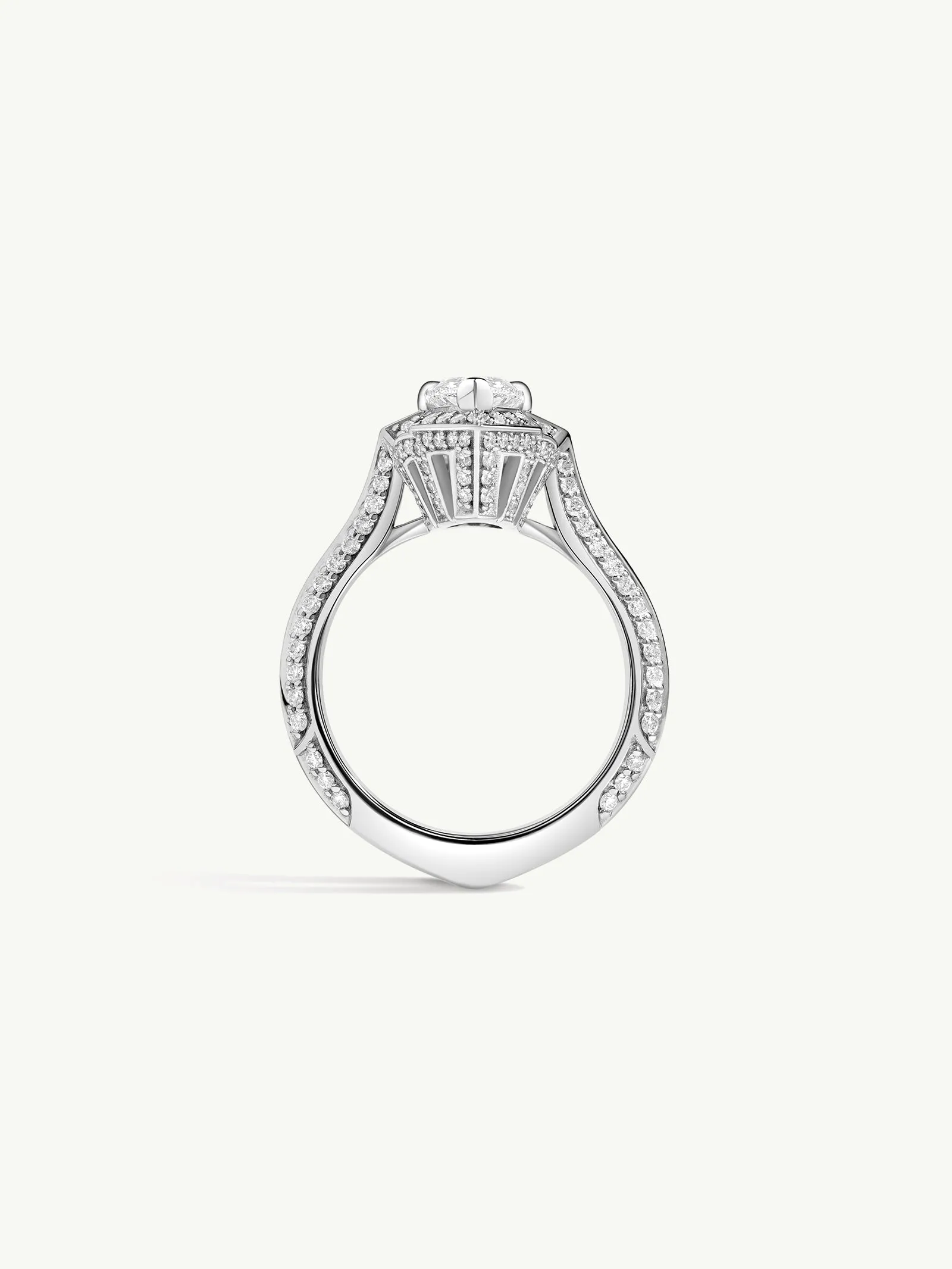 Atara Engagement Ring With Brilliant-Cut Pear-Shaped White Diamond In 18K White Gold