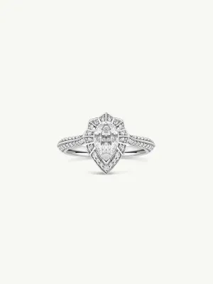 Atara Engagement Ring With Brilliant-Cut Pear-Shaped White Diamond In 18K White Gold