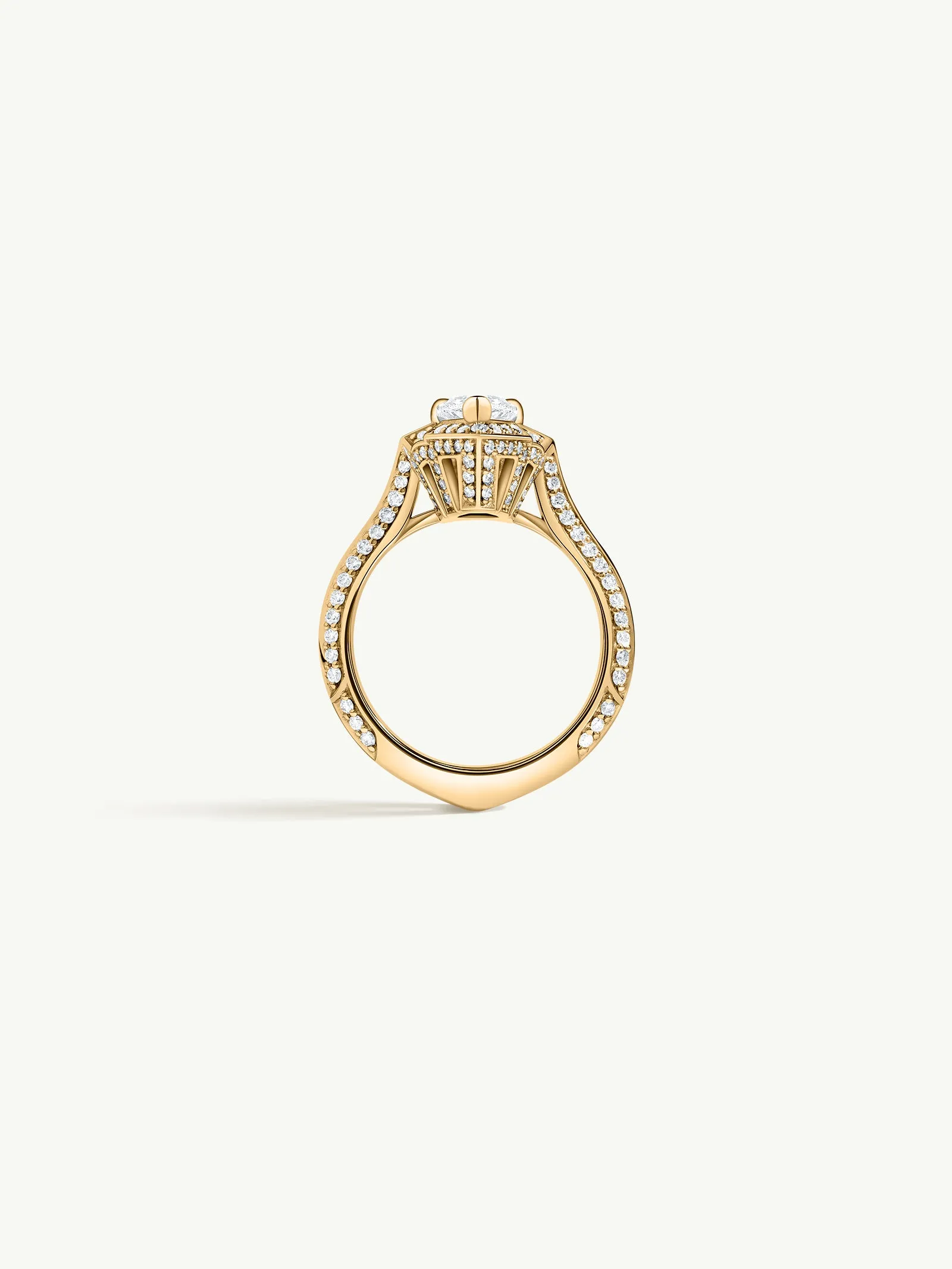 Atara Engagement Ring With Brilliant-Cut Pear-Shaped White Diamond In 18K Yellow Gold