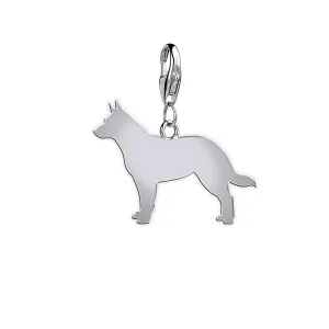 Australian Cattle Dog Silhouette Silver Charm