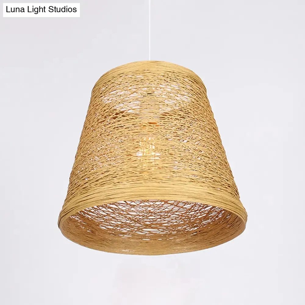 Bamboo Rattan Pendant Light - Stylish Flaxen Hanging Lamp Kit for Restaurants