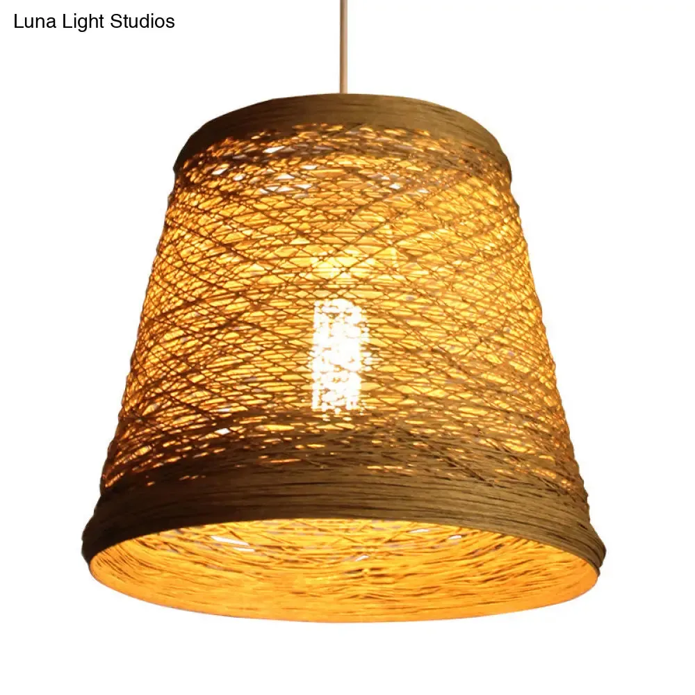 Bamboo Rattan Pendant Light - Stylish Flaxen Hanging Lamp Kit for Restaurants