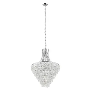 Beires 10 Light 103cm Chrome and Crystal Classic Feature Pendant