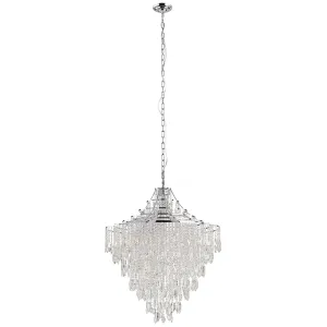 Beires 9 Light 125cm Chrome and Crystal Classic Feature Pendant