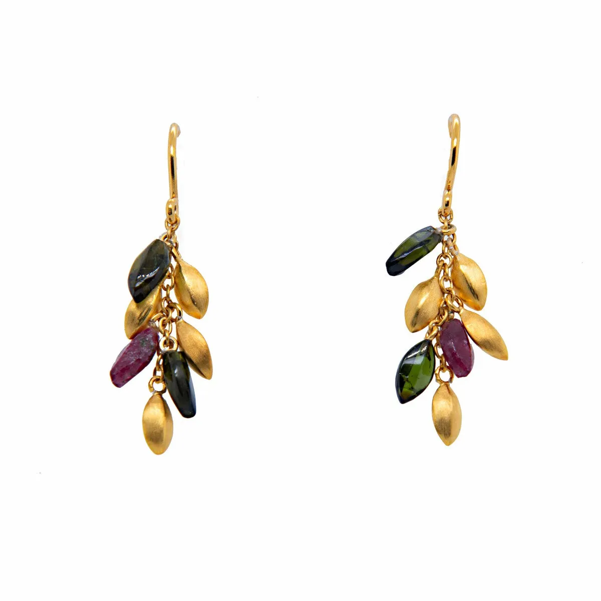 Bliss Short Bunch Multi Tourmaline 24K Gold Vermeil Earrings