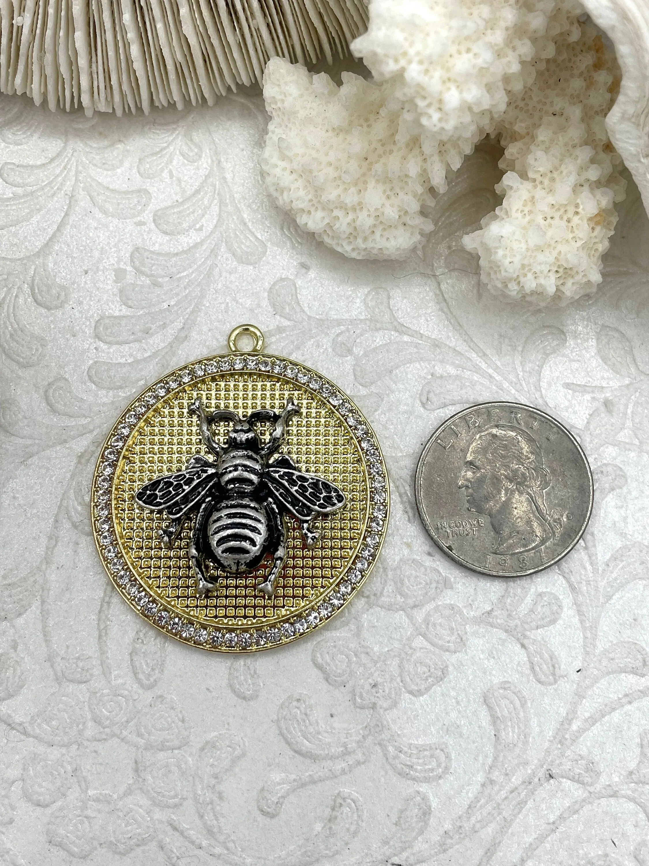 Bumble Bee Pendant with CZ, Round Bee Charm, Bumble Bee Charm, Mixed MetalBumble Bee, 10 Styles, Zinc Alloy, Cubic Zirconia, Fast Ship