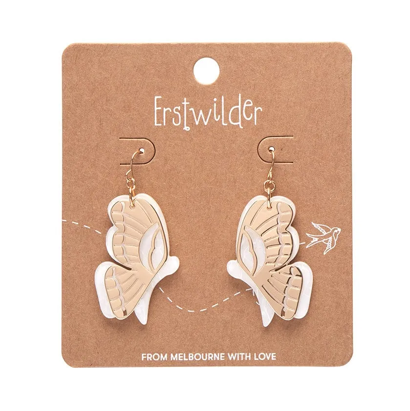 Butterfly Textured Resin Drop Earrings - White