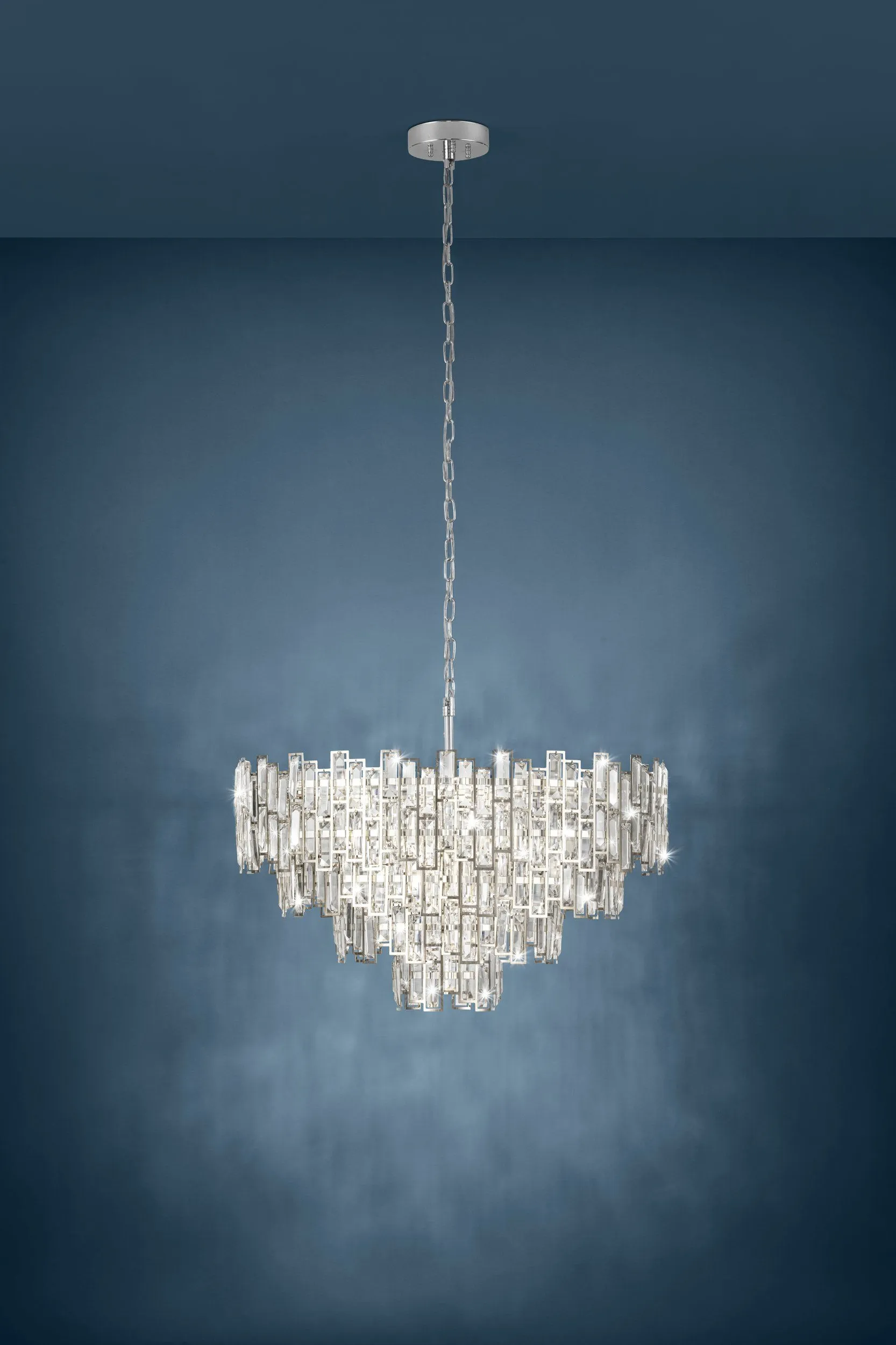 Calmeilles 78cm 10 Light Chrome and Crystal Classic Feature Pendant