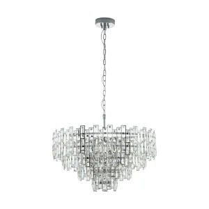 Calmeilles 78cm 10 Light Chrome and Crystal Classic Feature Pendant